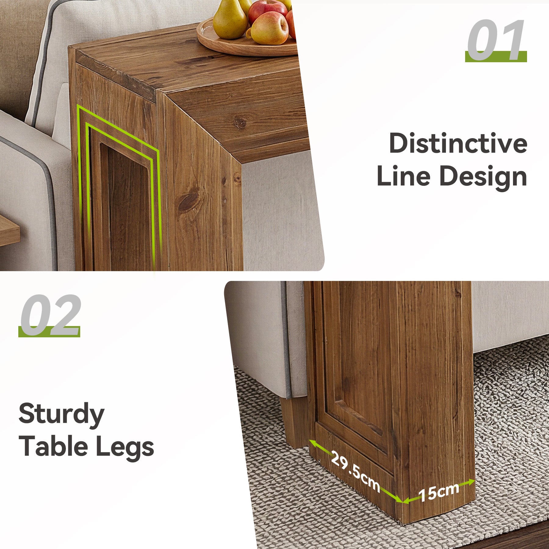 Schmaler Konsolentisch 160 cm, 2-stufiger Sofatisch mit Stauraum für Wohnzimmer & Eingangsbereich