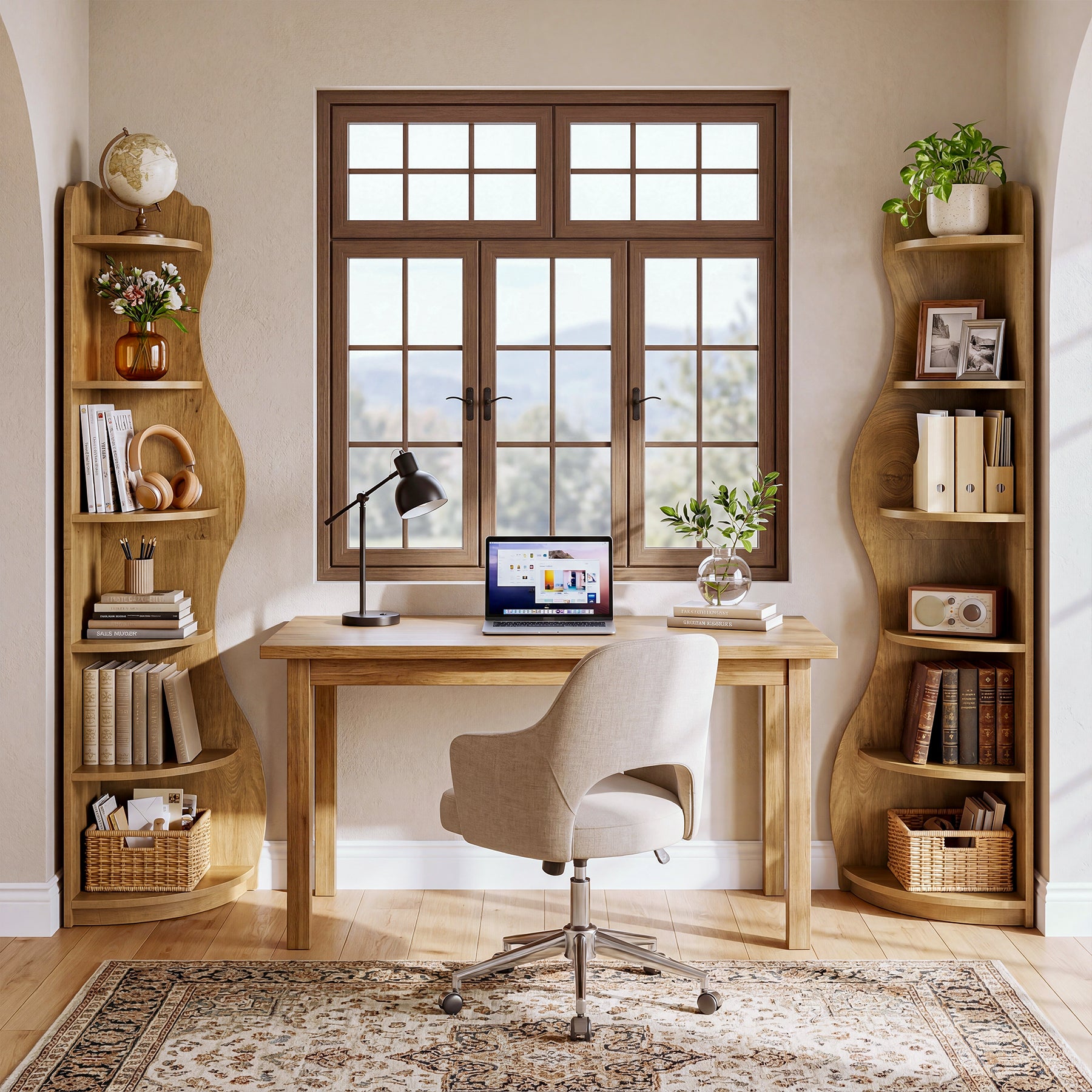 Tribesigns Eckregal Modern 175 cm, 6-stufiges Bücherregal mit Wellen-Design