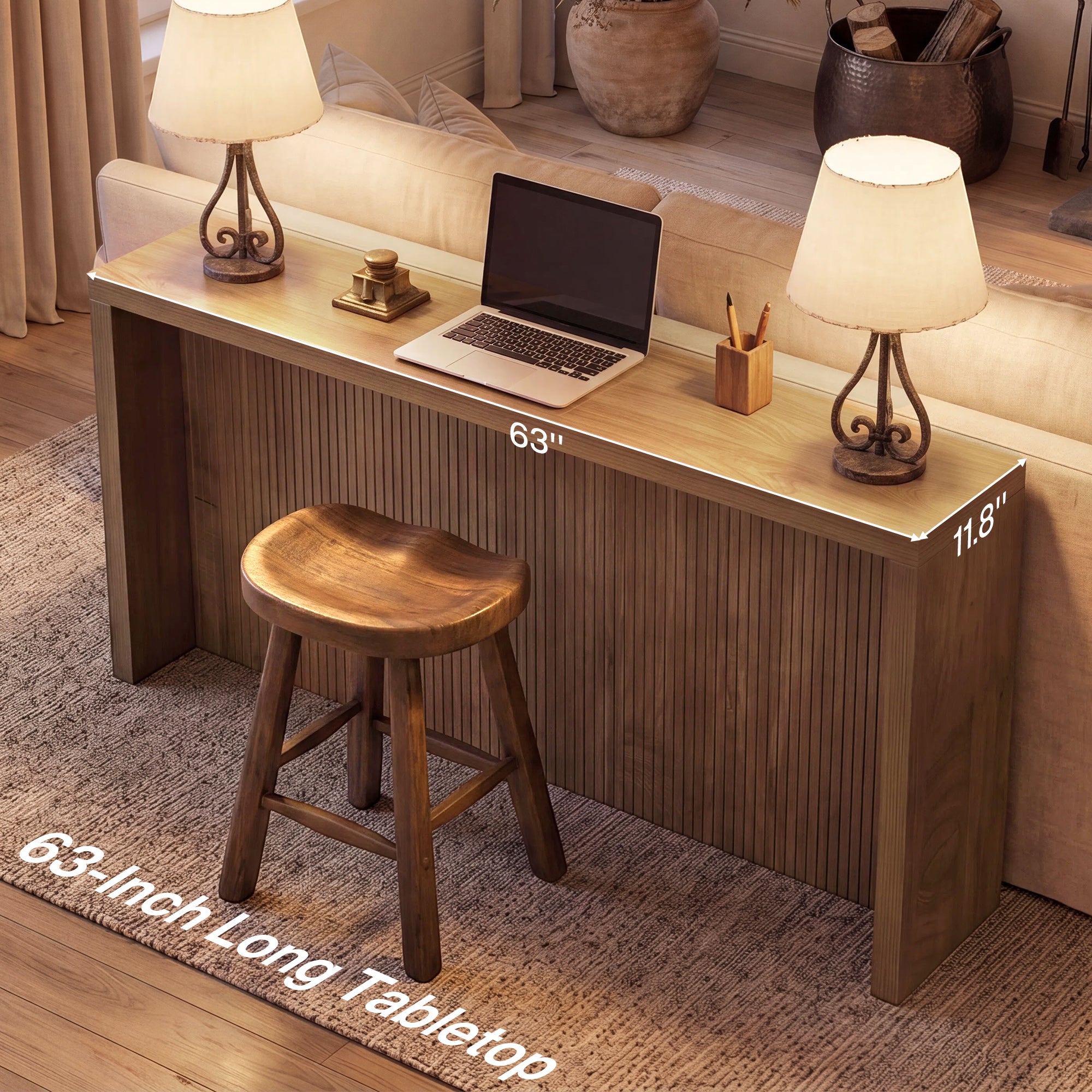 Tribesigns Konsolentisch 160 cm schmal, Flurtisch mit 5 cm starker Tischplatte