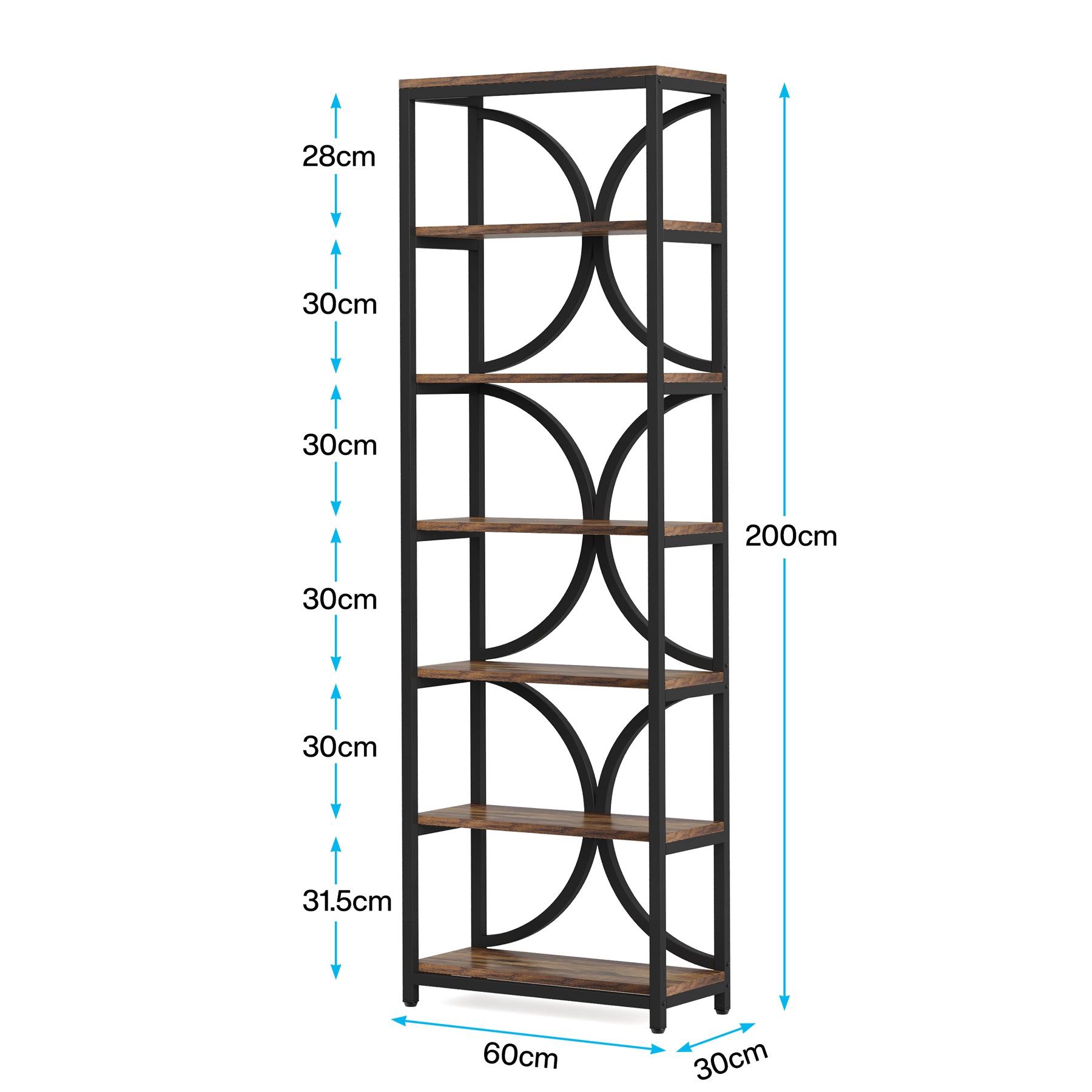 200 cm hohe Industrieregale in Braun für Wohnzimmer & Homeoffice