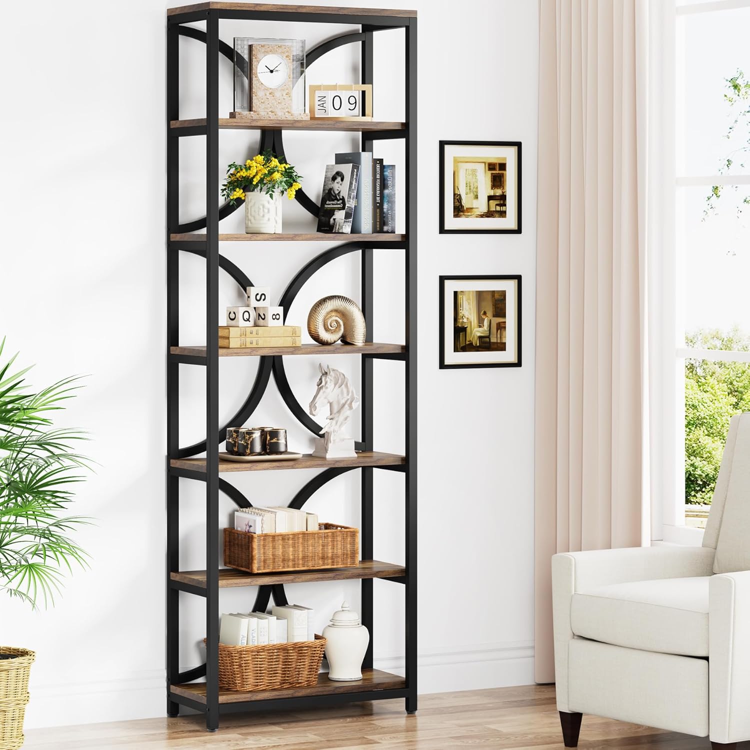200 cm hohe Industrieregale in Braun für Wohnzimmer & Homeoffice