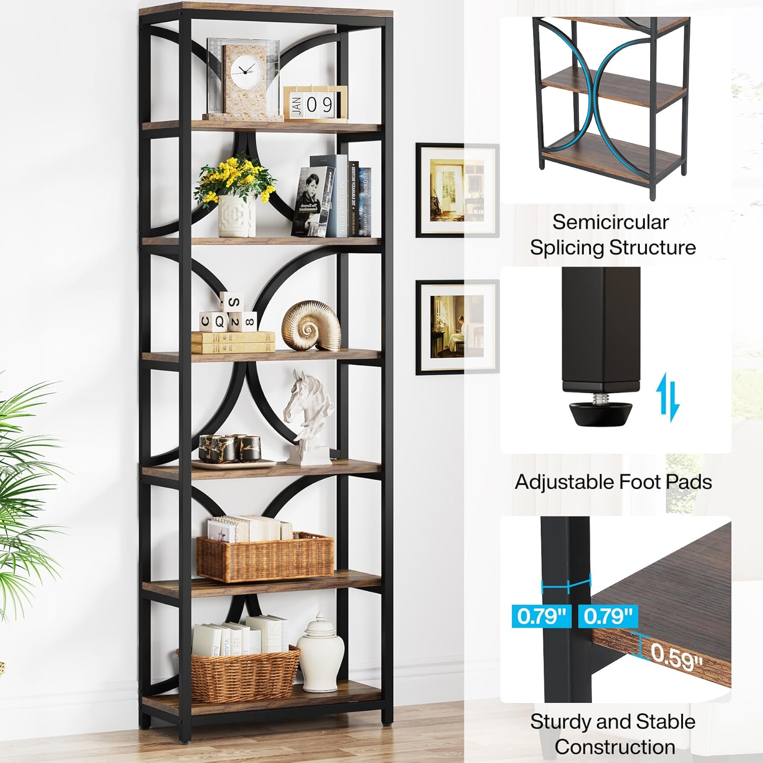 200 cm hohe Industrieregale in Braun für Wohnzimmer & Homeoffice