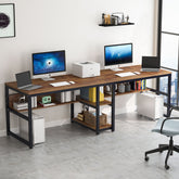 200cm Zwei-Personen-Schreibtisch, Computertisch, Doppelarbeitsplatz mit Regalen 3