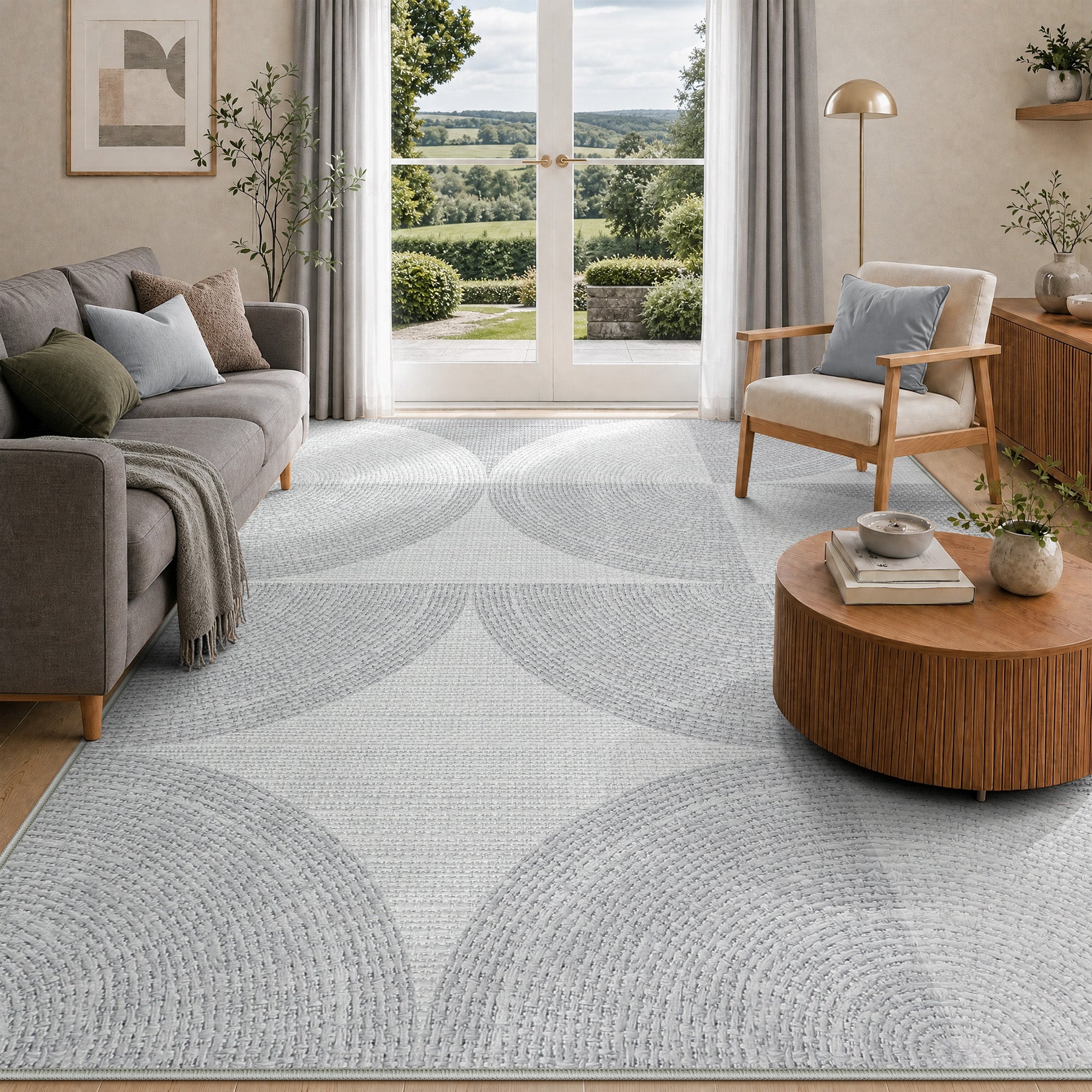 Tribesigns Geometrischer Teppich, Moderner Kurzflor Wohnzimmerteppich, Waschbar & Rutschfest