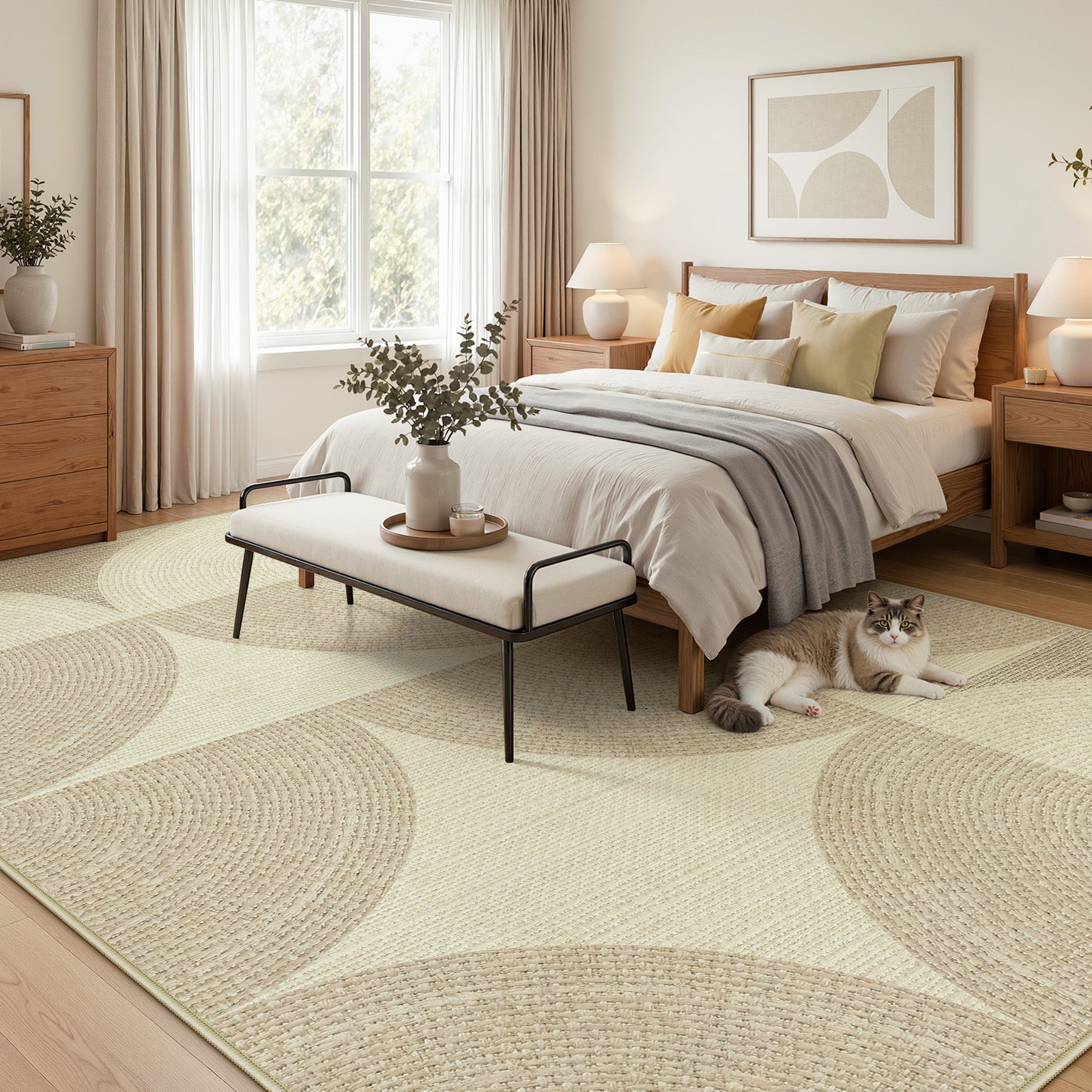 Tribesigns Geometrischer Teppich, Moderner Kurzflor Wohnzimmerteppich, Waschbar & Rutschfest