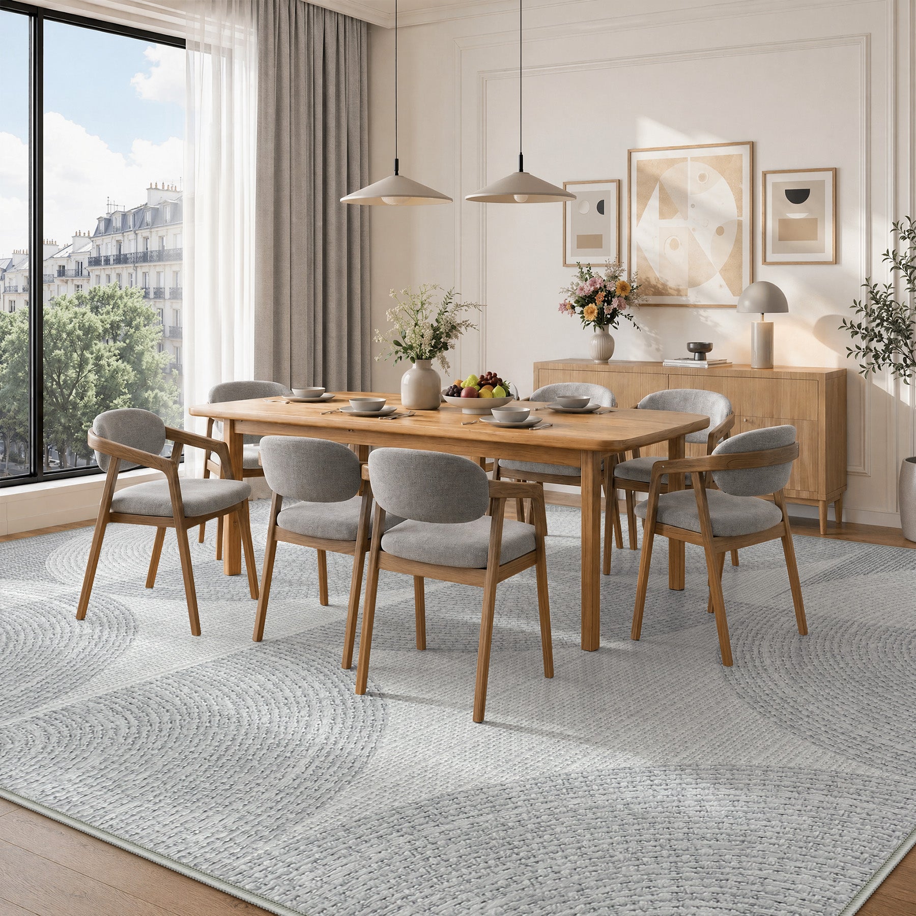 Tribesigns Geometrischer Teppich, Moderner Kurzflor Wohnzimmerteppich, Waschbar & Rutschfest
