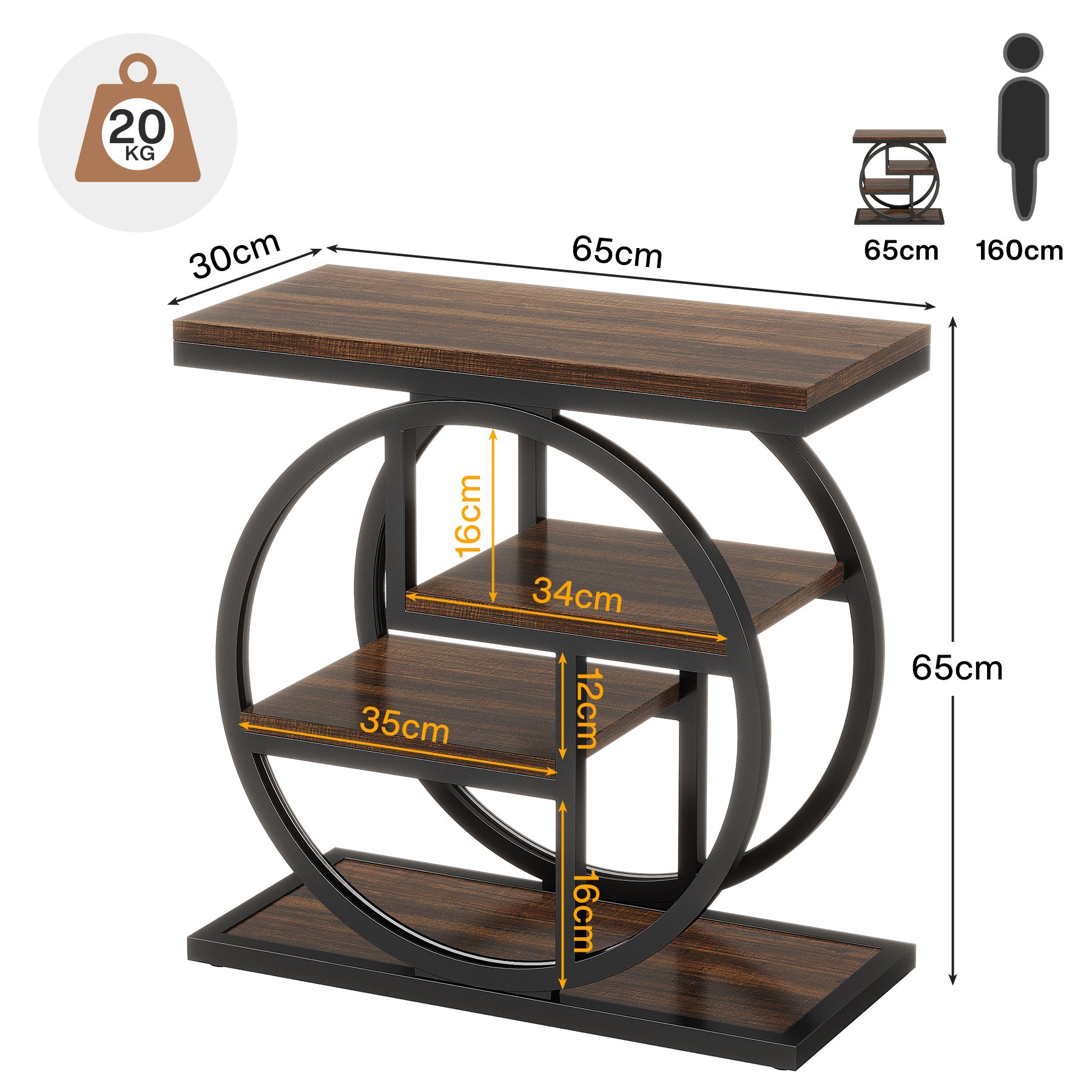 Beistelltisch aus Holz, 4-stöckiger Beistelltisch mit Ablageflächen