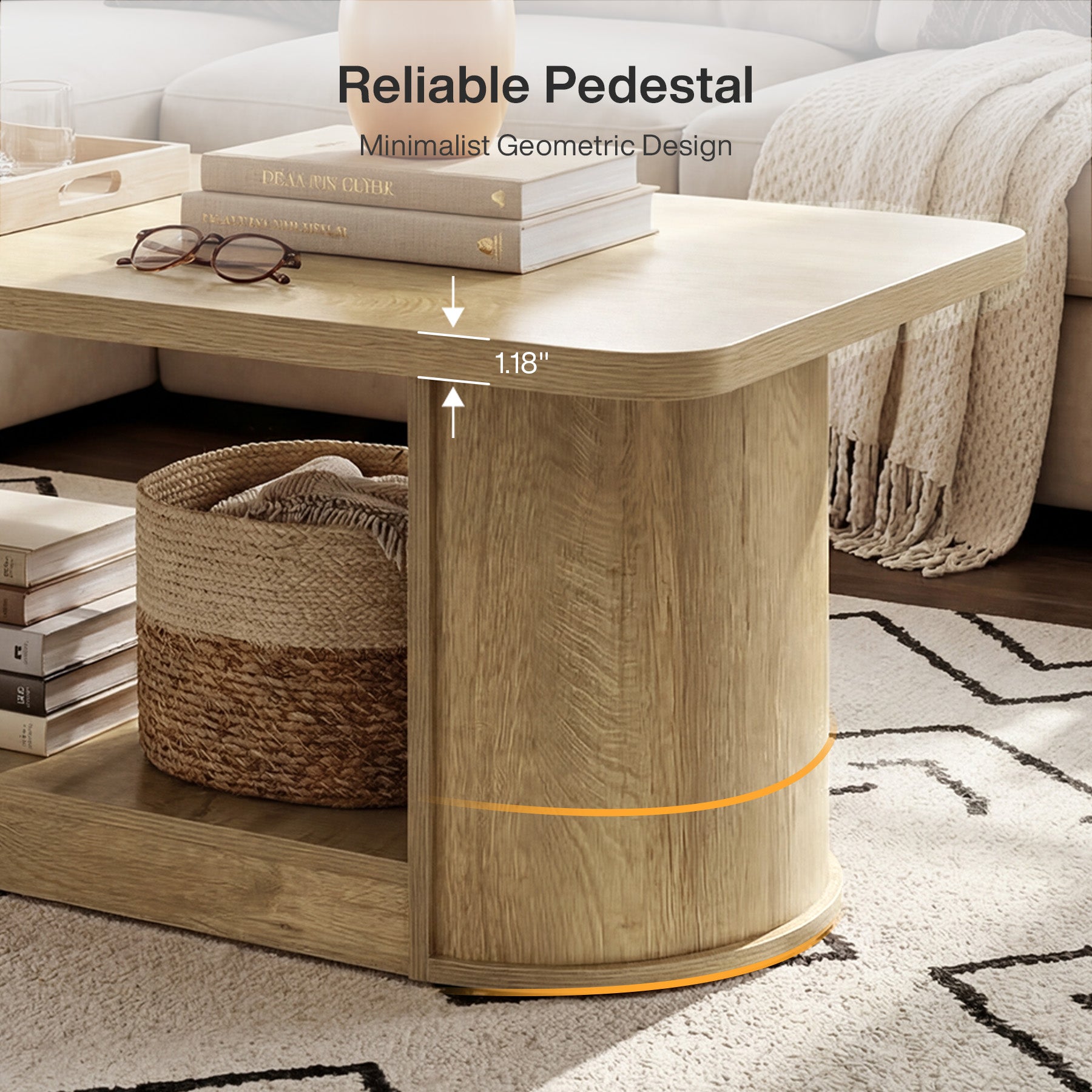 Tribesigns Couchtisch 120 cm modern mit Ablage, 2 Ebenen Wohnzimmertisch rechteckig mit Stauraum