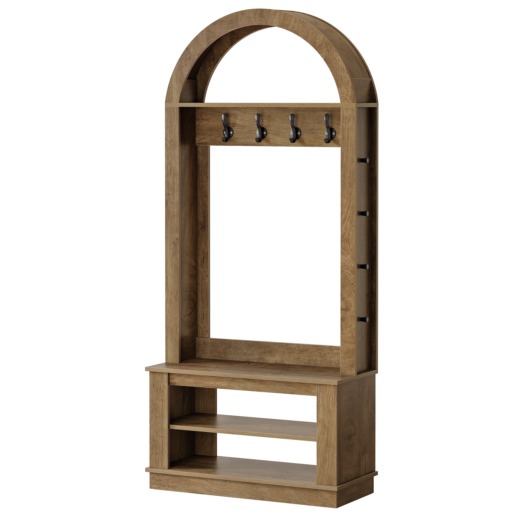 Tribesigns Garderobe mit Sitzbank & Schuhablage, 5-in-1 Flurgarderobe mit 12 Haken, Wandregal & Schuhregal