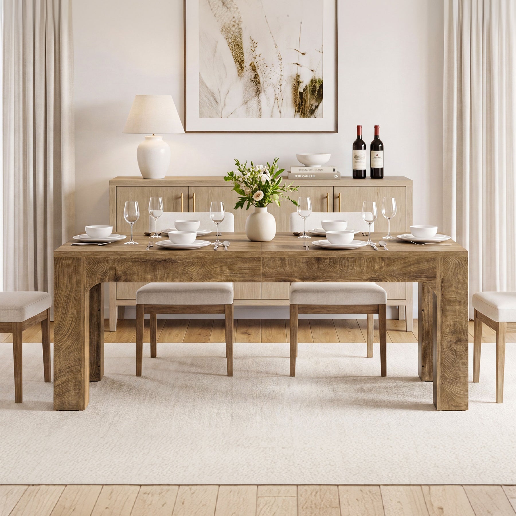 Esstisch 180 cm für 4–6 Personen, Rechteckiger Esszimmertisch im Landhausstil mit Stabilen Beinen
