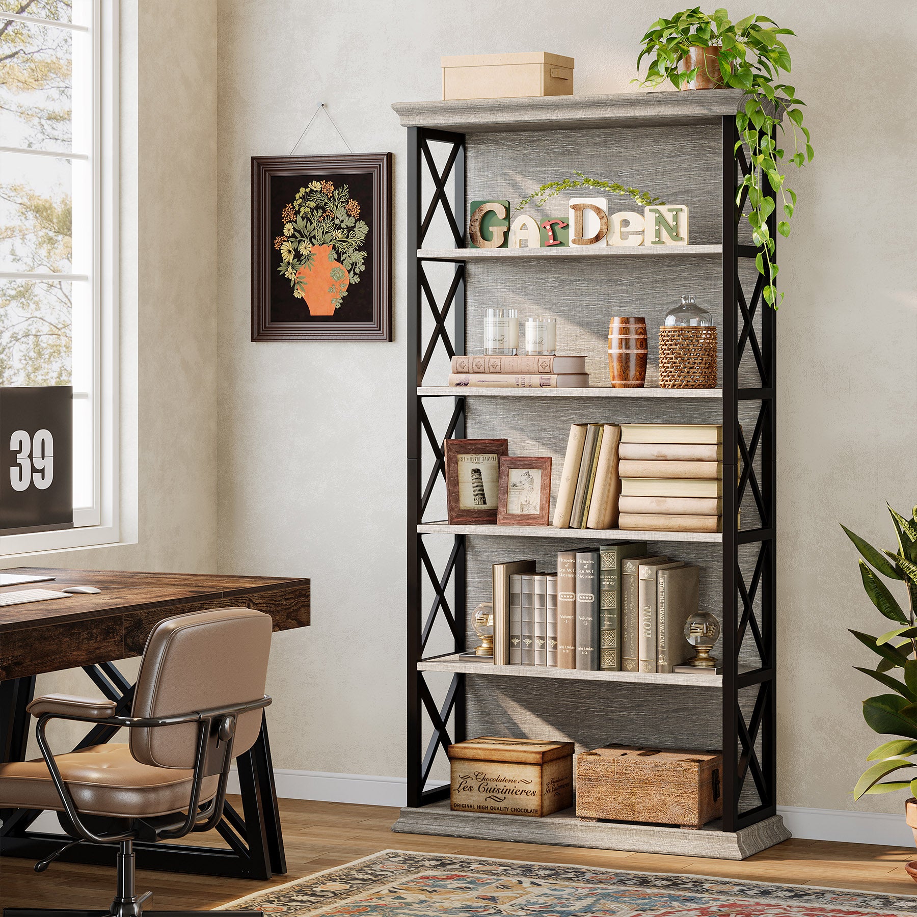 6-stöckiges Bücherregal, 180cm Etagere Bücherregal für das Home Office