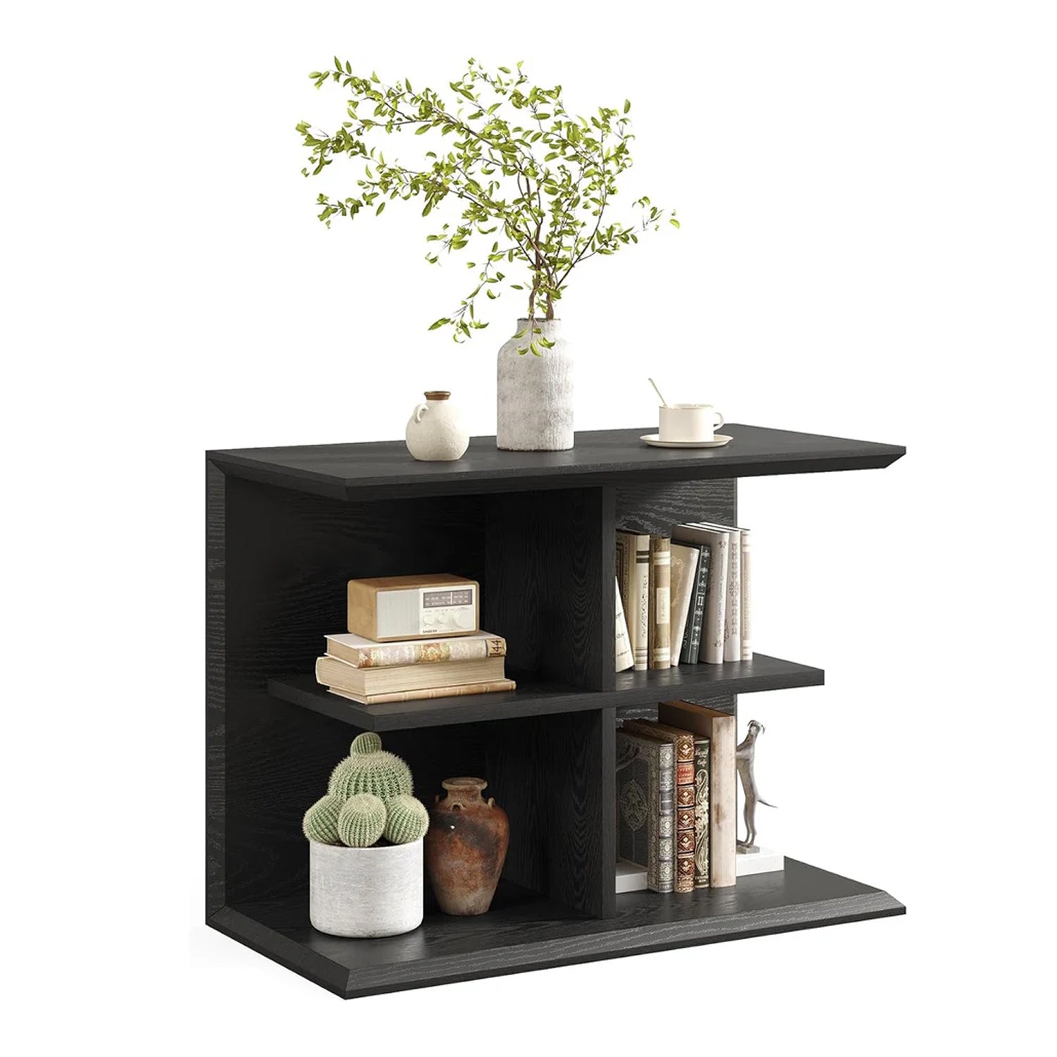 80 cm Industrieller 3-Etagen Beistelltisch mit Stauraum - Vielseitiger Side Table für Wohnzimmer & Flurf