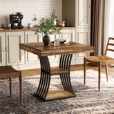 Tribesigns 80 cm Quadratischer Industrial Esstisch für 4 Personen, 2 Ablagefächer, Küchentisch für Wohnzimmer & Esszimmer 3