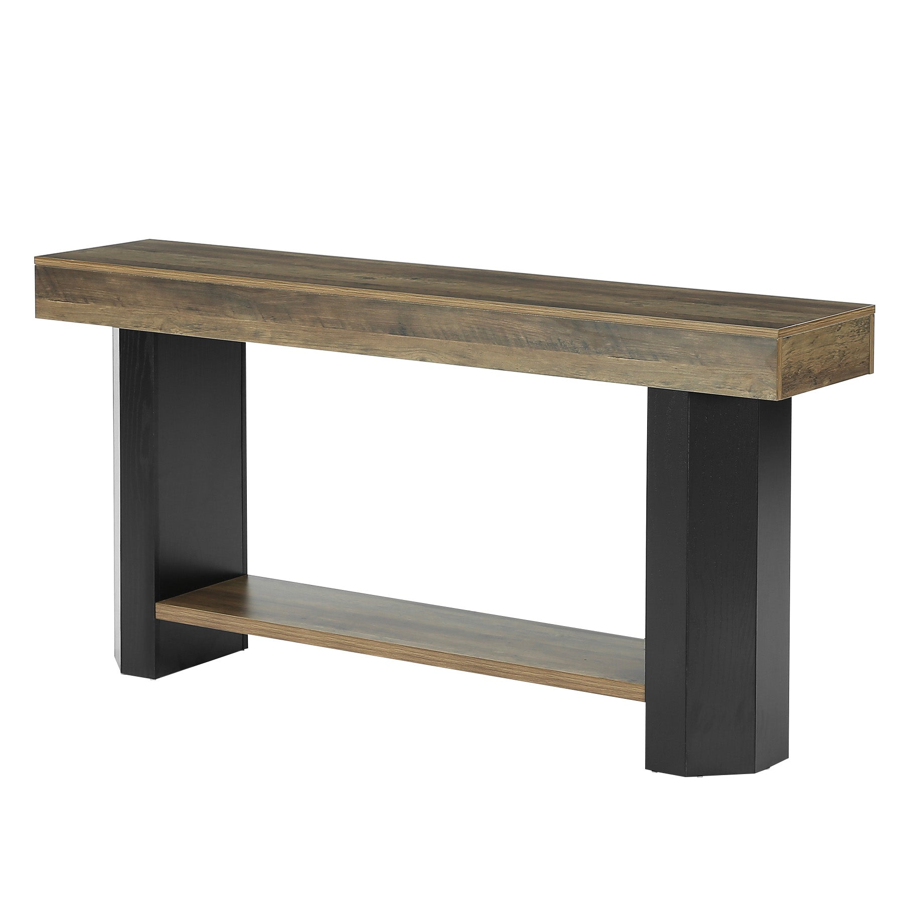 Tribesigns Konsolentisch 160 cm mit 2 Ablagen, Schmaler Flurtisch im Industrial-Stil
