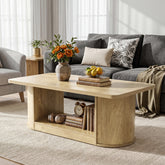 Tribesigns Couchtisch 120 cm modern mit Ablage, 2 Ebenen Wohnzimmertisch rechteckig mit Stauraum 3