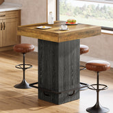Tribesigns Bartisch Quadratisch 80 x 80 cm, Hochtisch mit Fußstütze, Industrial Bistrotisch 3