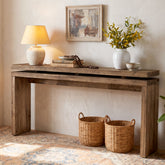 Tribesigns Konsolentisch aus Massivholz 160 cm, Schmaler Flurtisch im Landhausstil 3