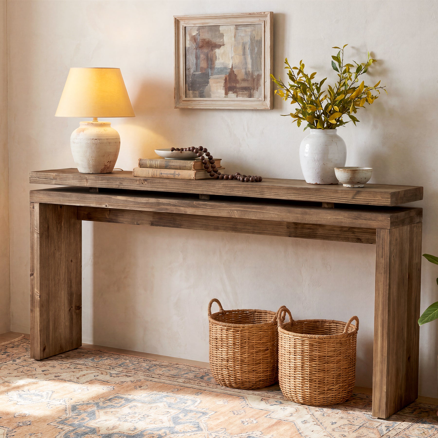 Tribesigns Konsolentisch aus Massivholz 160 cm, Schmaler Flurtisch im Landhausstil
