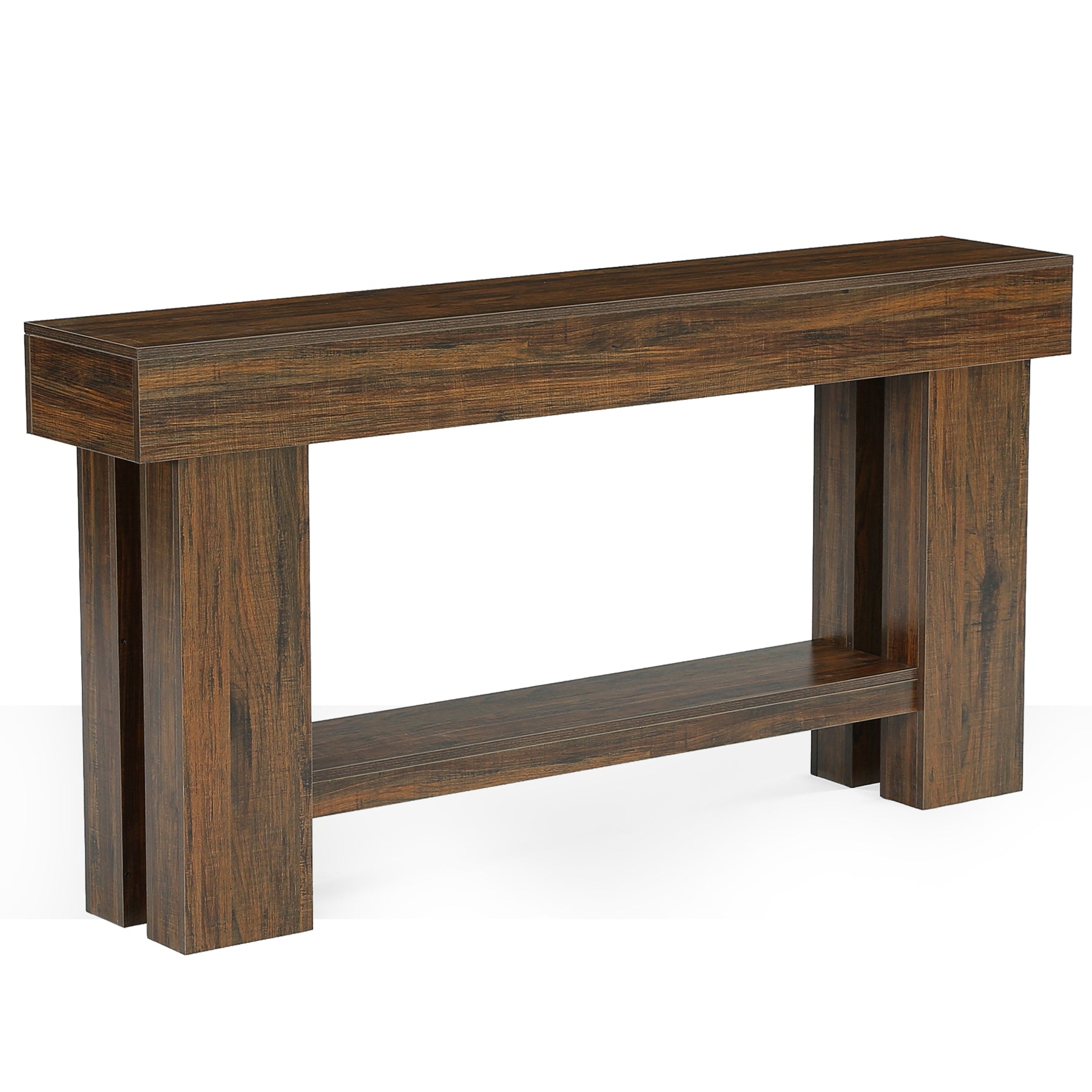 Tribesigns 160 cm 2-stöckiger Konsolentisch im Industrial Stil, schmaler Sofatisch mit Ablage