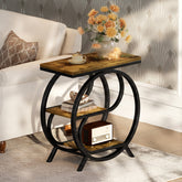 Tribesigns Schmaler Beistelltisch 3 Ebenen, Industrial Nachttisch mit Metallrahmen, kompakter Sofatisch für kleine Räume 3