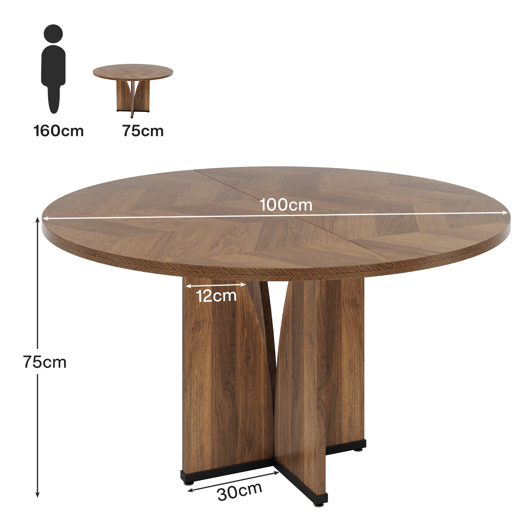 100 cm Esstisch aus Holz, Küchentisch im Landhausstil für 4 Personen
