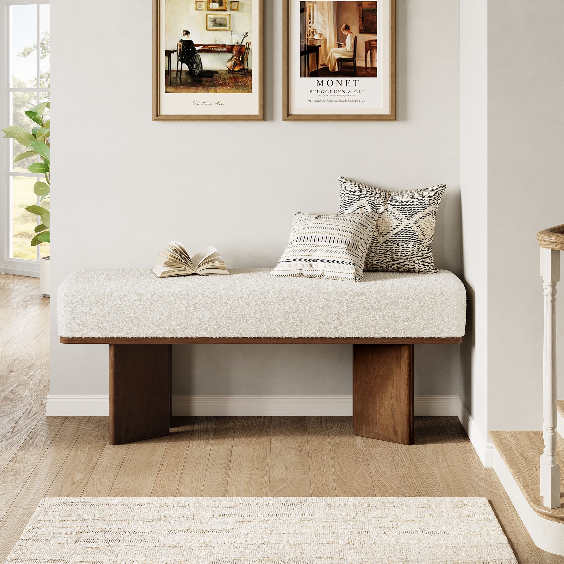 120 cm Aufbewahrungsbank mit Kissen, Gepolsterte Sitzbank für Eingangsbereich & Schlafzimmer