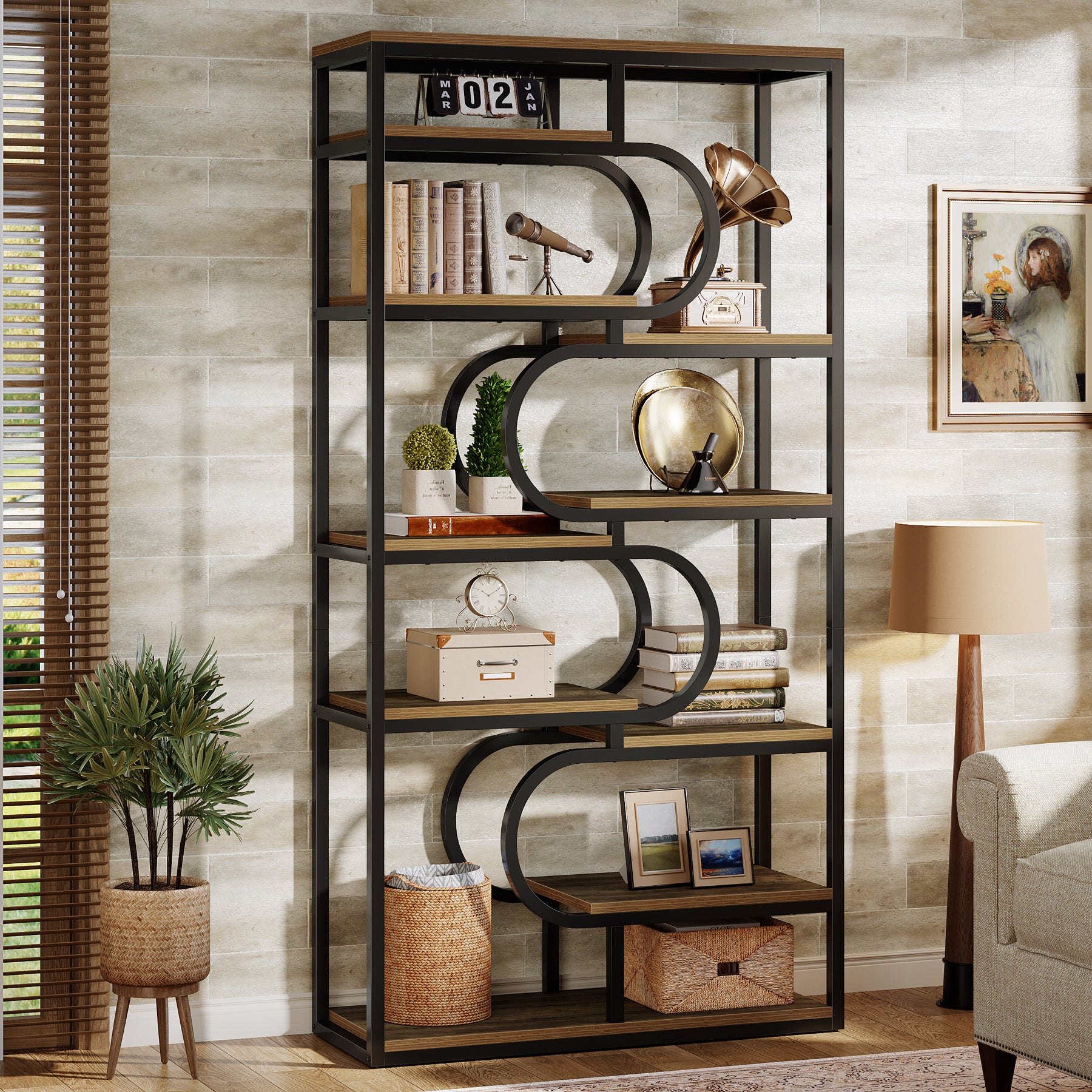 Tribesigns Bücherregal 180 cm hoch, 5 Ebenen Industrial Regal mit offenem Stauraum