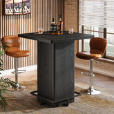 Tribesigns Quadratischer Bartisch 100 cm hoch, Stehtisch 80×80 cm mit Fußablage, moderner Bistrotisch in Holzoptik 3