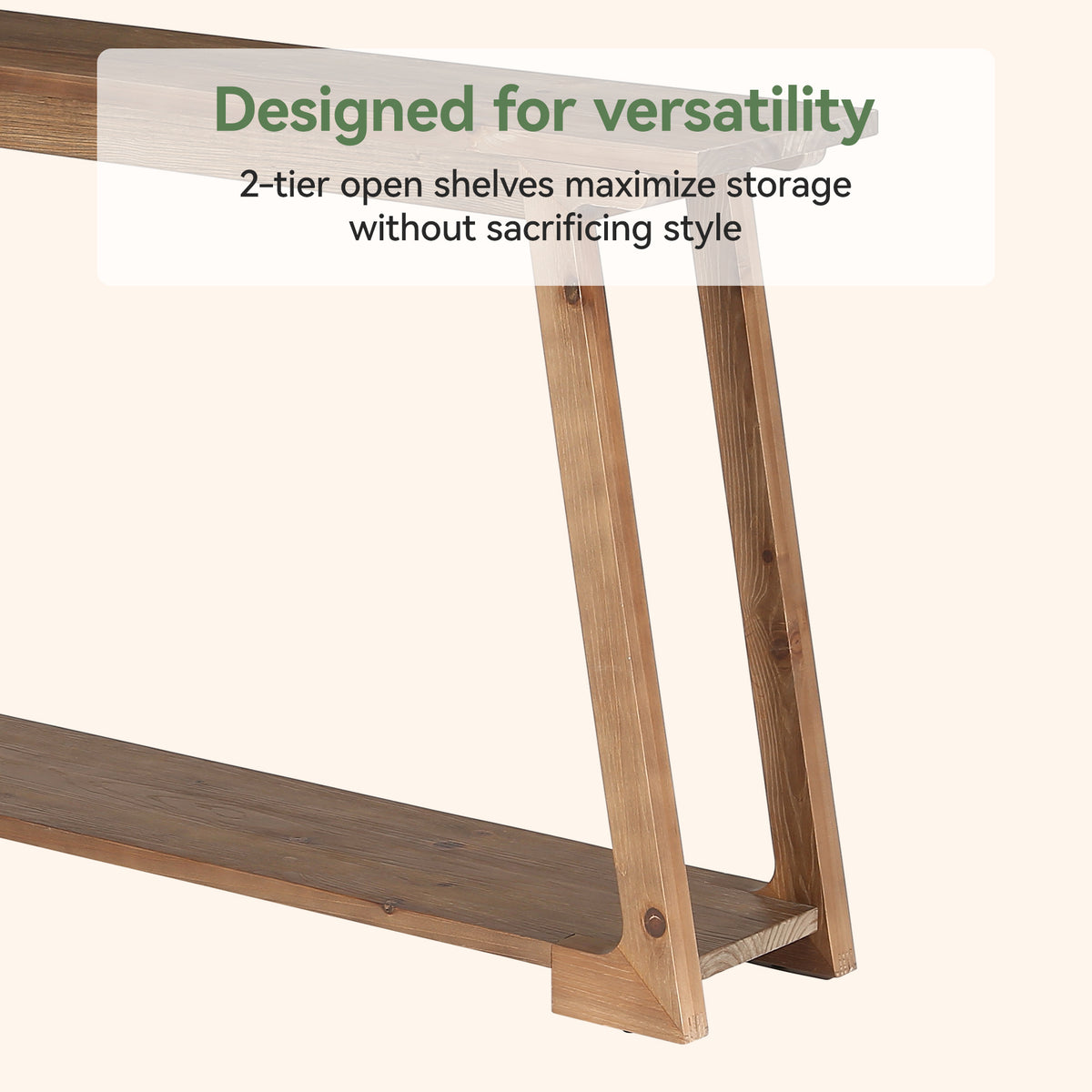 Tribesigns Massivholz Konsolentisch 160 cm hinter Sofa mit 2 Ablagen, langer Sofatisch schmal für Wohnzimmer & Flur