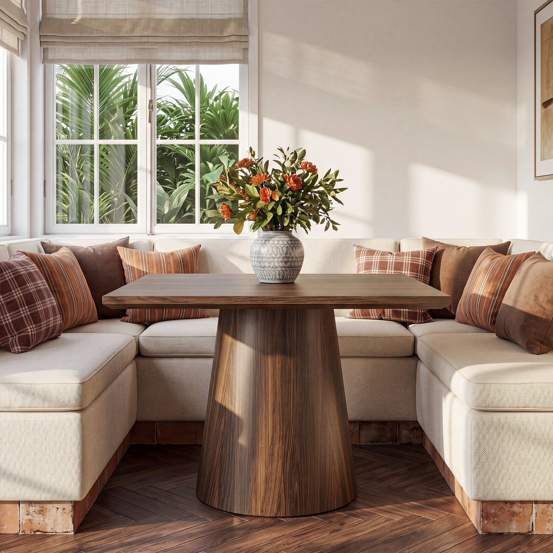 Tribesigns Quadratischer Esstisch 80 cm für 2–4 Personen, Küchentisch im Mid-Century Stil mit Sockelgestell