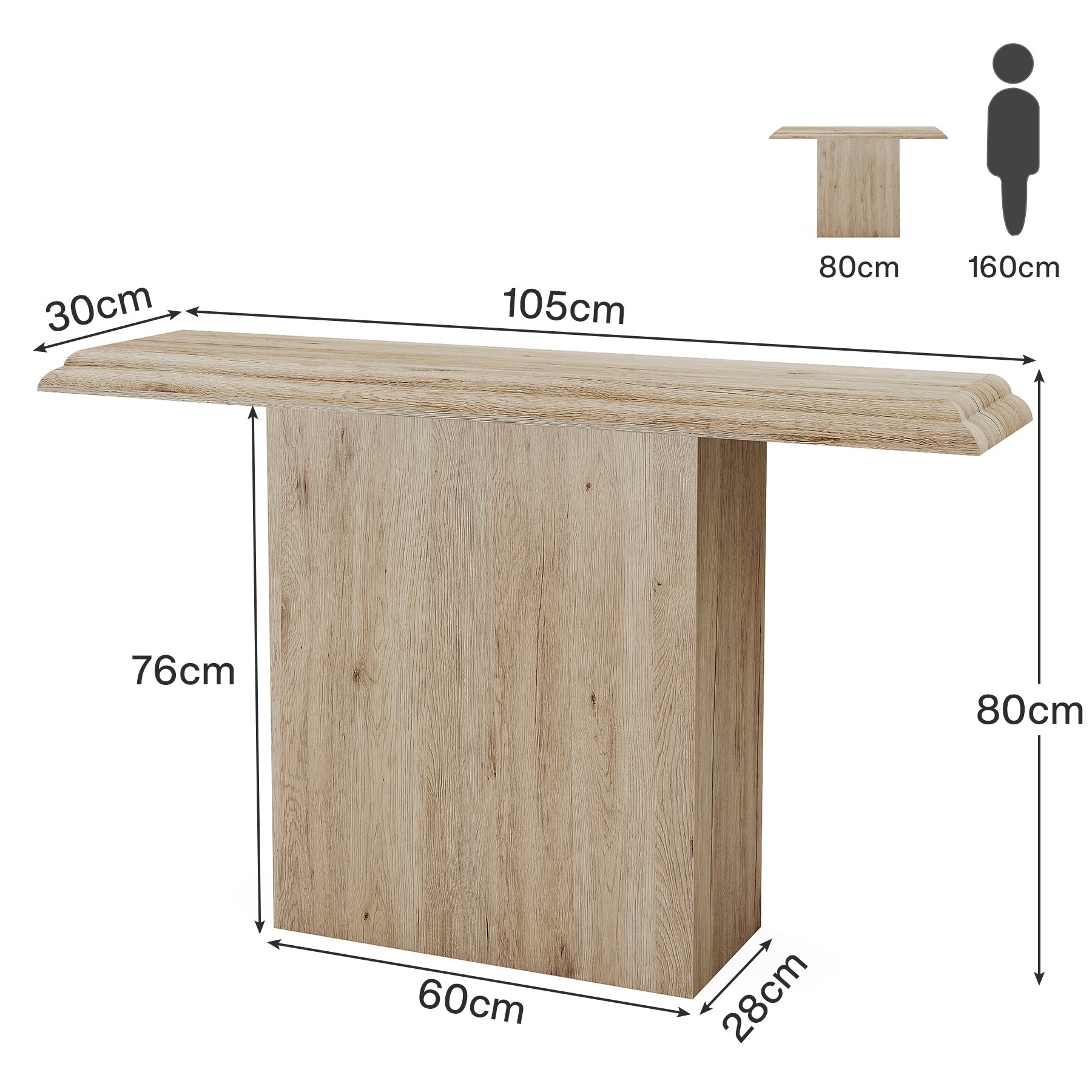 105cm Konsolentisch, Eingangstisch, Sofatisch aus Holz im Landhausstil