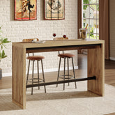 Tribesigns Bartisch 140 cm, Hochtisch mit Metall-Fußstütze, Stehtisch im modernen Landhausstil 3