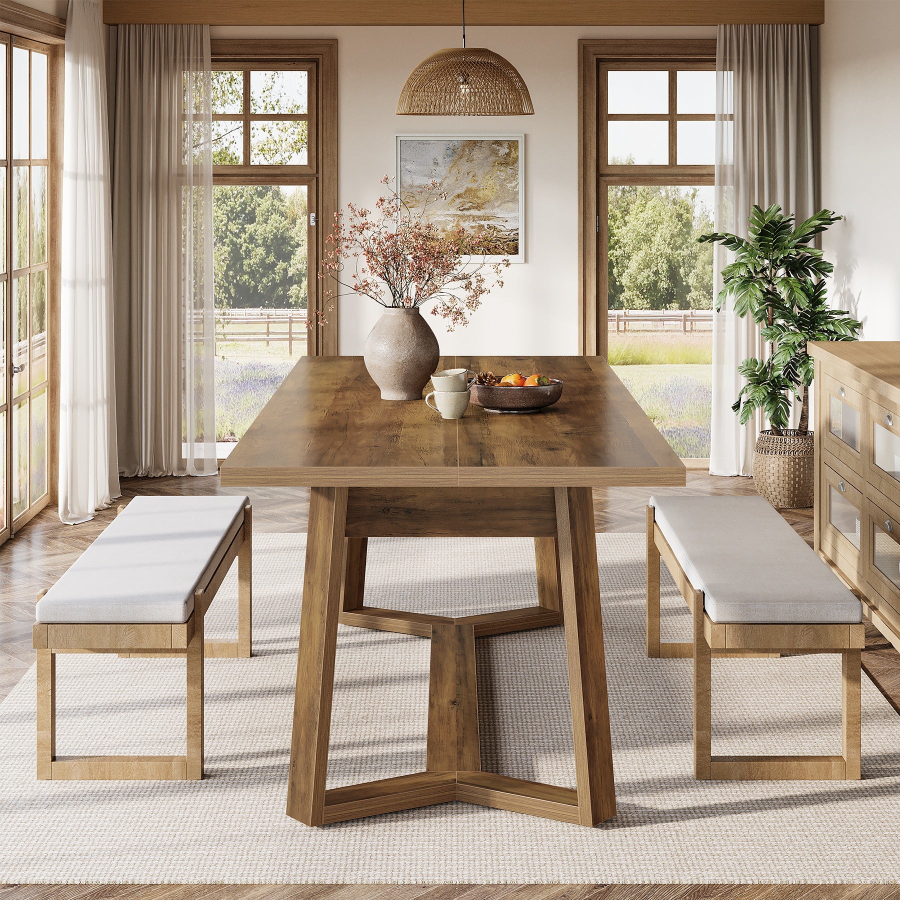 Moderner Esstisch 120 cm für 4–6 Personen, MDF mit Massivholzoptik, rechteckiger Küchentisch