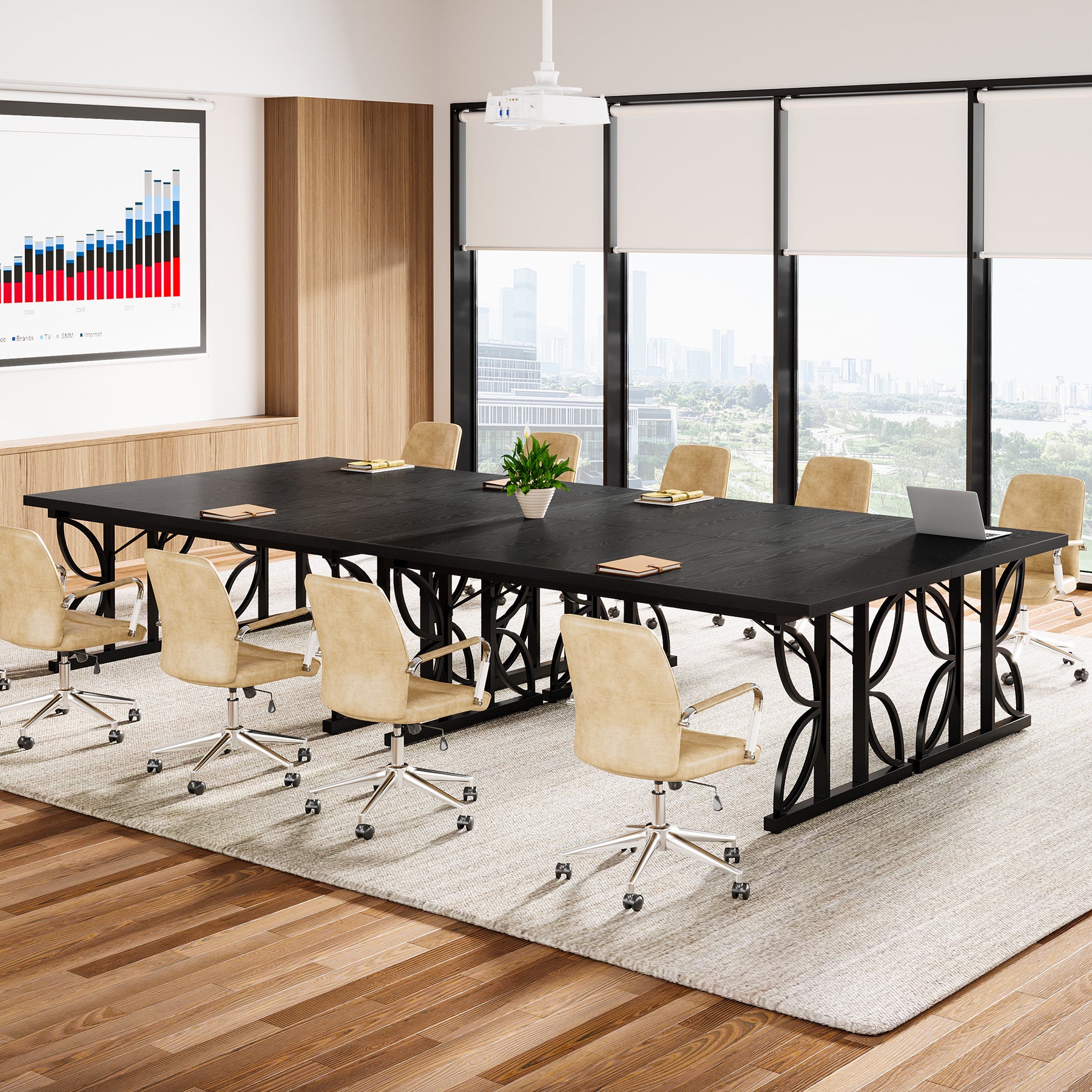 180 cm Schreibtisch, moderner Büro-Computertisch mit Metallrahmen