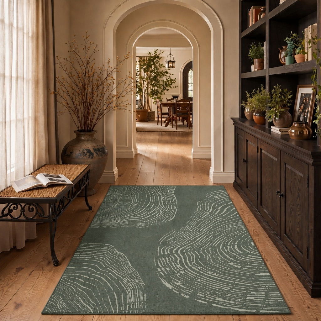 Tribesigns Waschbarer Wohnzimmerteppich, abstraktes Muster im sanften, minimalistischen Boho-Stil