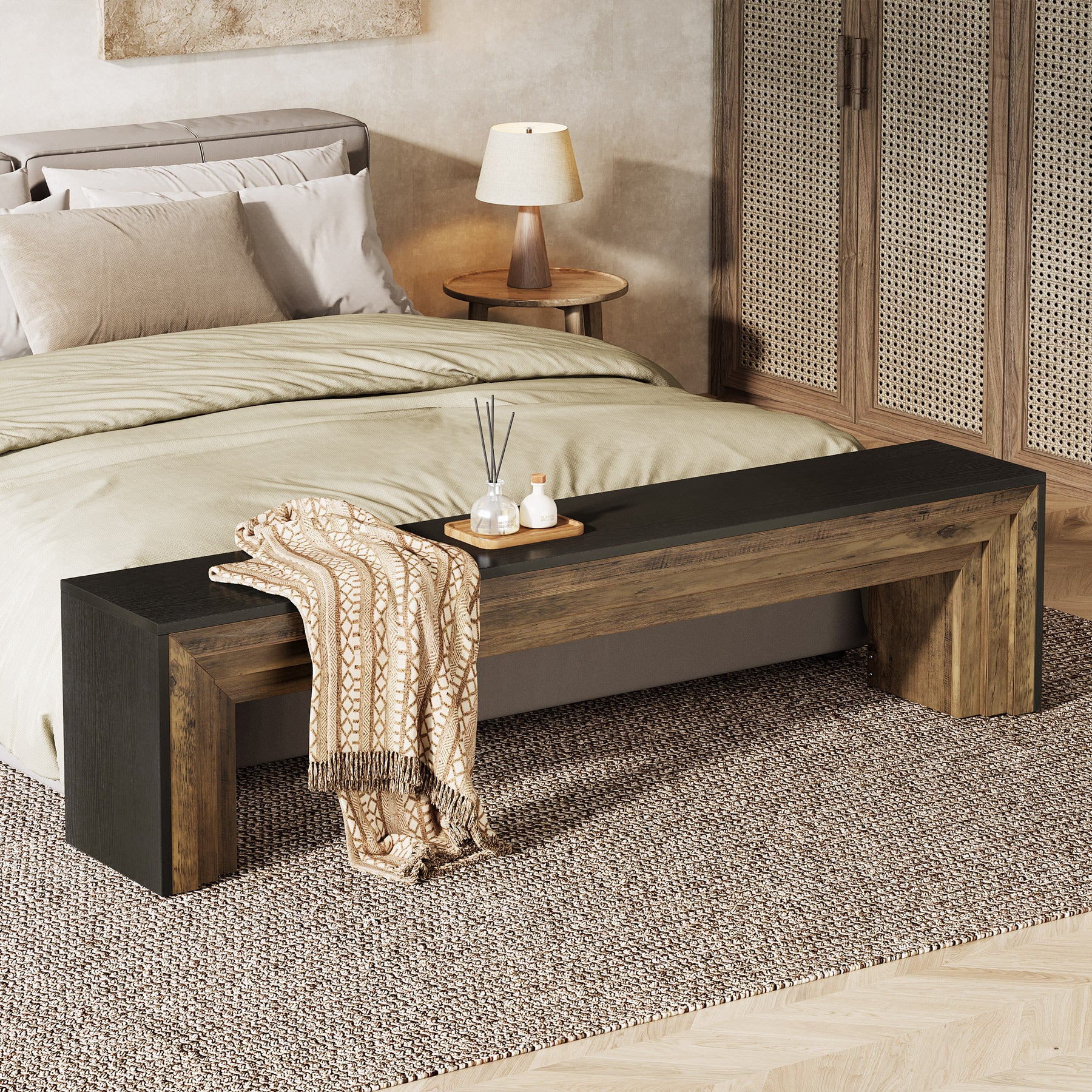 Tribesigns Sitzbank 180 cm, Extra lange Flurbank im modernen Landhausstil für Eingangsbereich & Wohnzimmer