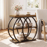 Tribesigns Schmaler Beistelltisch 60 cm mit 3 Ablagen im Industrial-Stil mit Metallgestell 3
