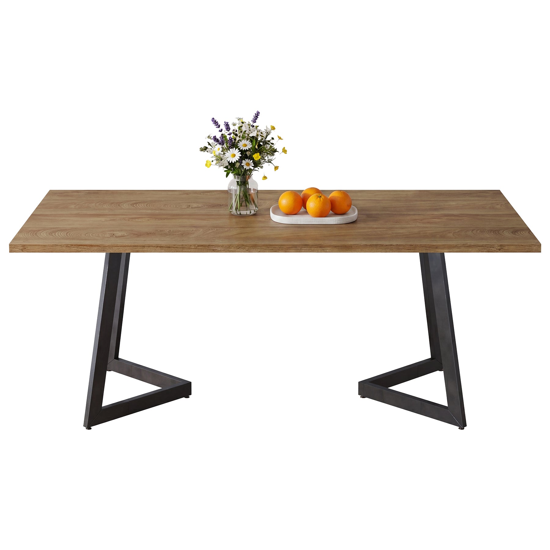Tribesigns Rechteckiger Esstisch 158 cm für 4–6 Personen, Industrial Küchentisch mit stabilem Metallgestell in Eichenoptik