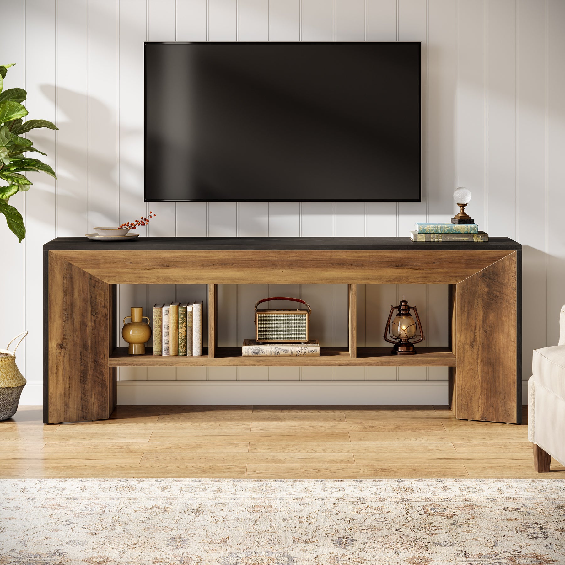Tribesigns TV-Lowboard für bis zu 70 Zoll Fernseher, 160 cm Entertainment Center mit 3 Fächern