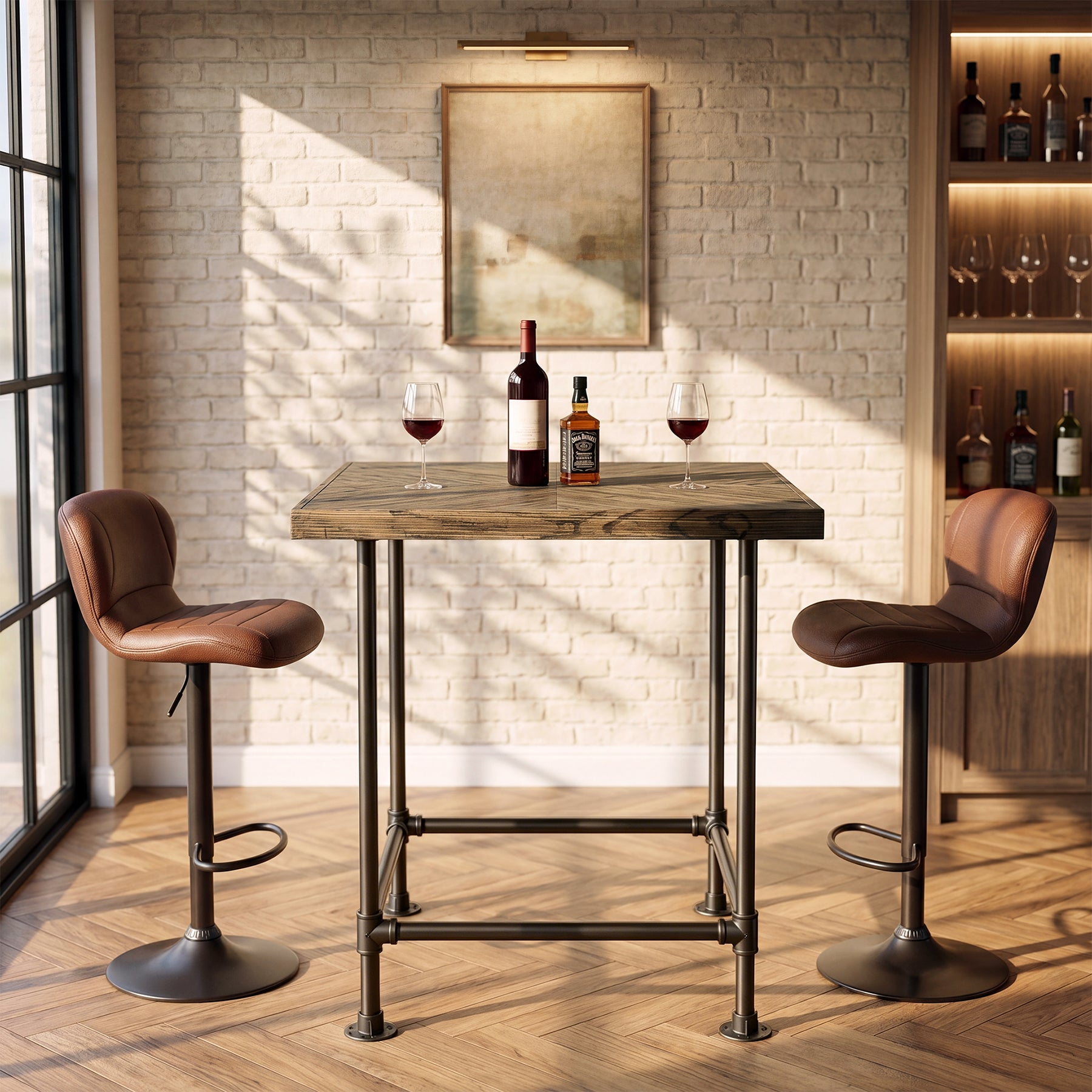 Tribesigns Industrialer Stehtisch, 90 cm Hoher Bistrotisch aus Massivholz mit Metallgestell & Fußstütze