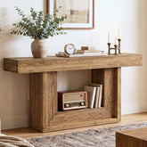 Tribesigns 160 cm schmaler Konsolentisch aus Massivholz im Landhausstil mit U-Gestell & Ablage 3