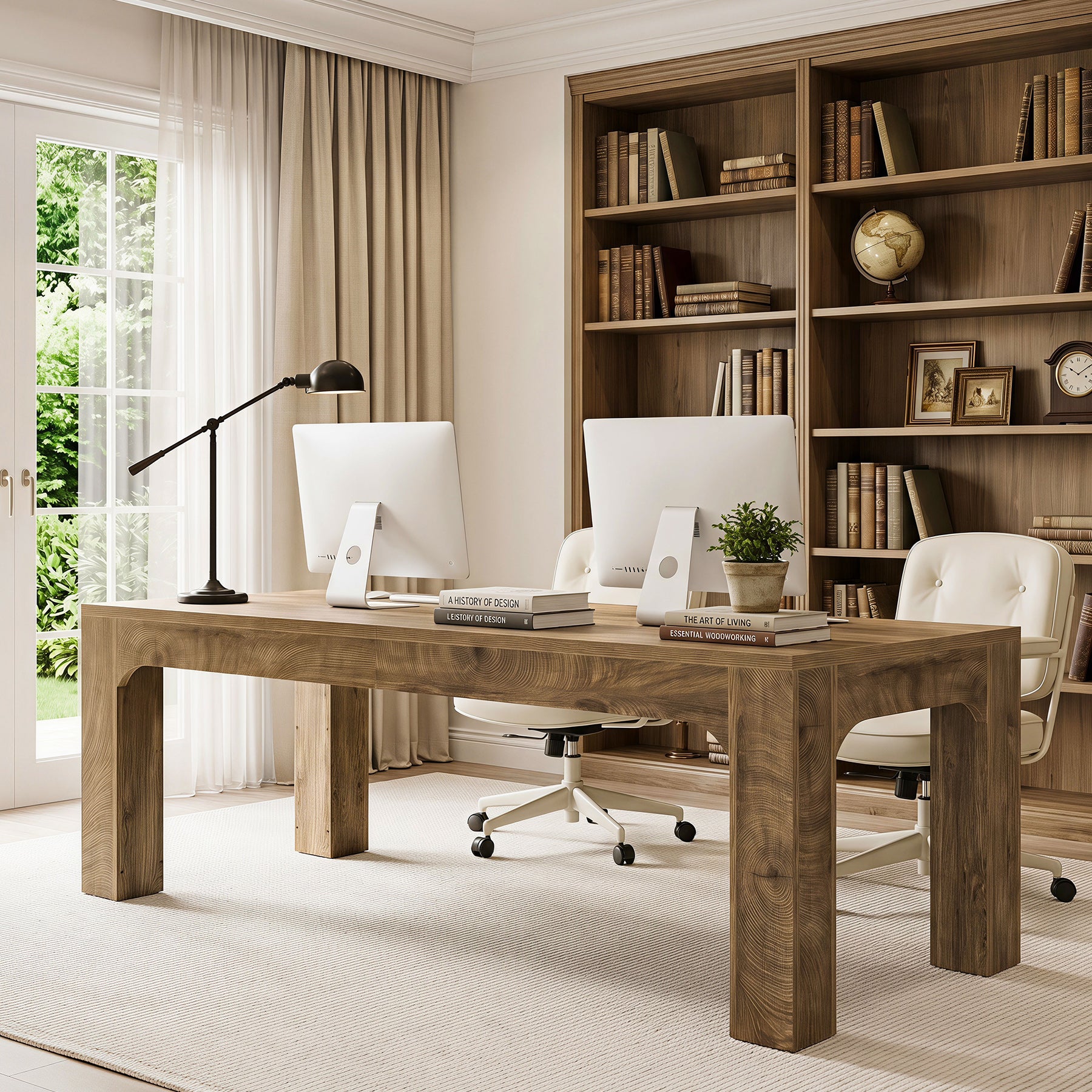 Schreibtisch für 2 Personen 180 cm, Doppel-Schreibtisch für Homeoffice & Büro