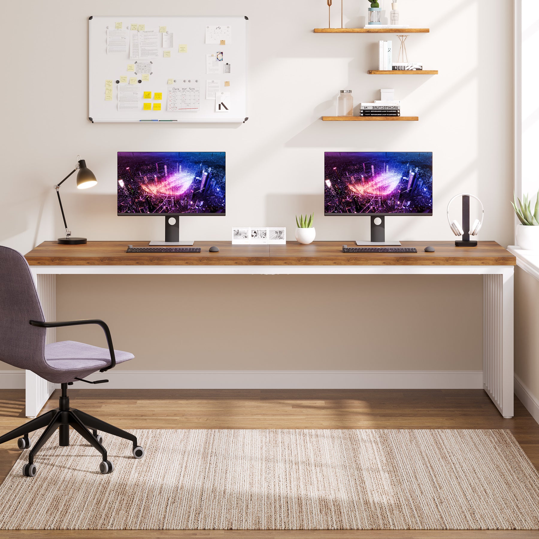 180 cm Schreibtisch für 2 Personen, großer Doppel-Schreibtisch für Homeoffice
