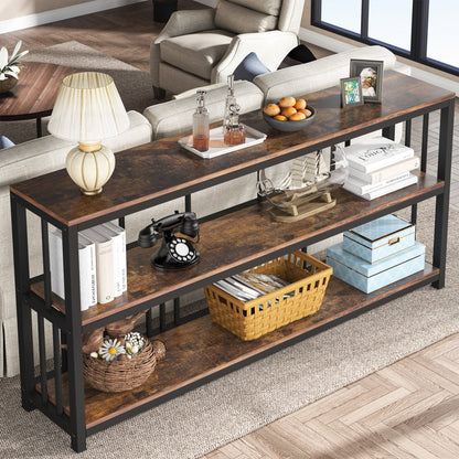 Console Table, 70.9" Sofa Table, 3 Tiers Narrow Long Sofa Table Tribesigns