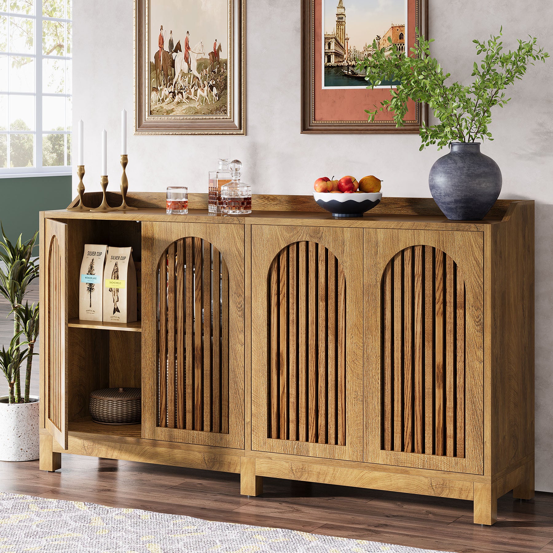 Tribesigns Sideboard 145 cm, Buffetschrank mit Türen & Verstellbaren Einlegeböden