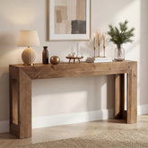 Schmaler Konsolentisch 160 cm, 2-stufiger Sofatisch mit Stauraum für Wohnzimmer & Eingangsbereich 3