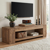 Tribesigns Massivholz TV-Lowboard 160 cm für Fernseher bis 75 Zoll, Landhaus TV-Schrank mit offener Ablage 3