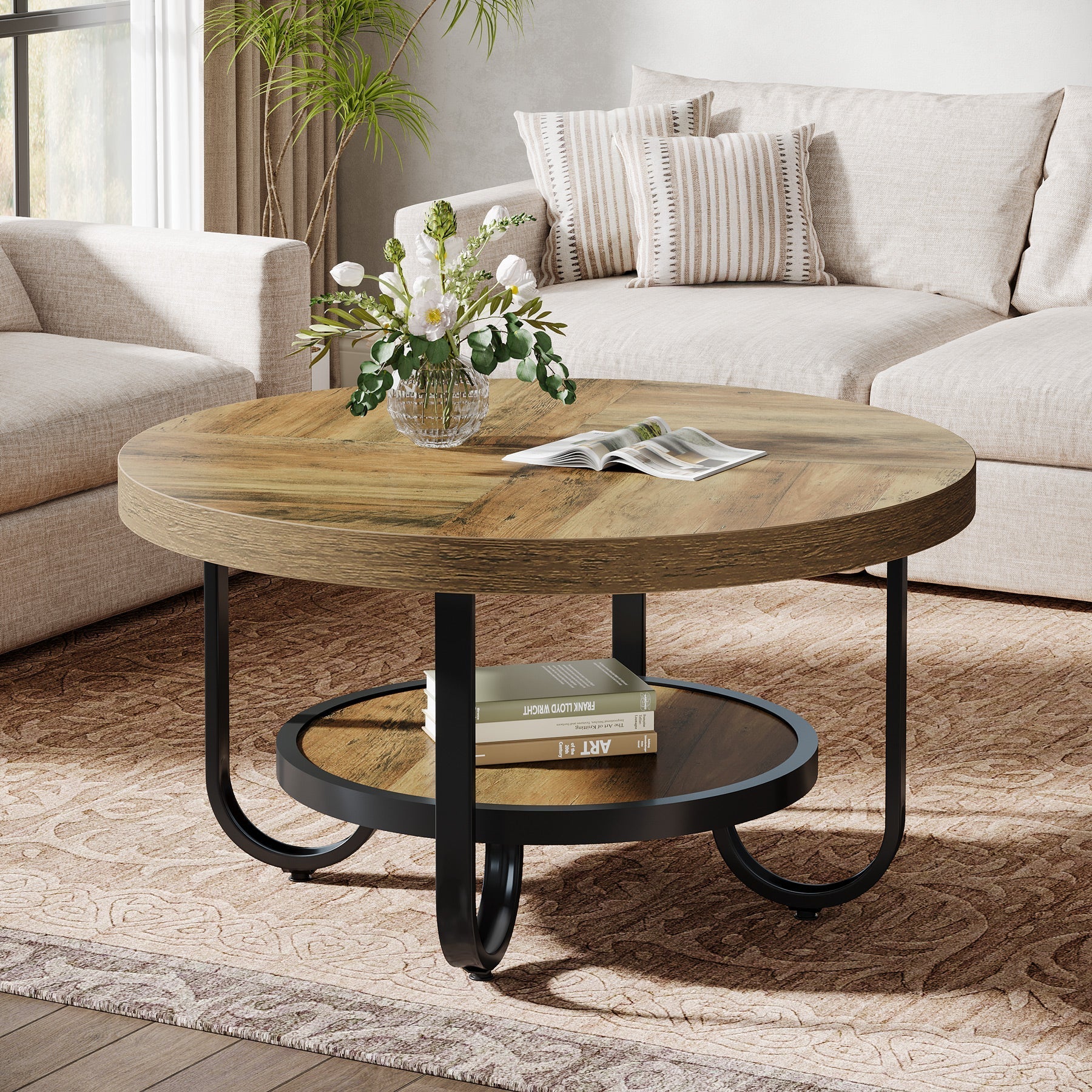 79 cm Couchtisch, 2-stufiger Mitteltisch, Cocktail-Teetisch mit Ablagen