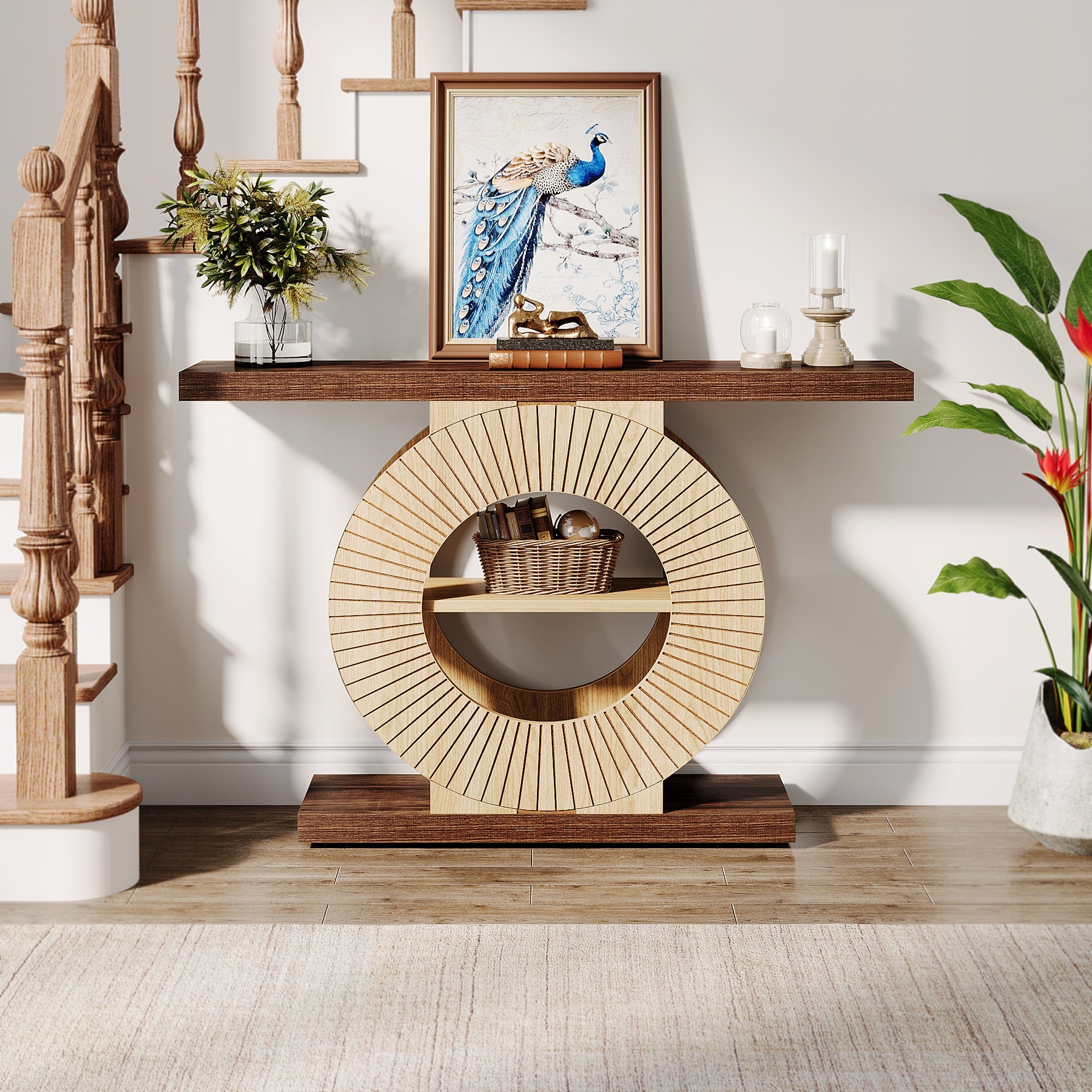 100cm Konsolentisch, eleganter Sofatisch, Flurtisch aus Holz