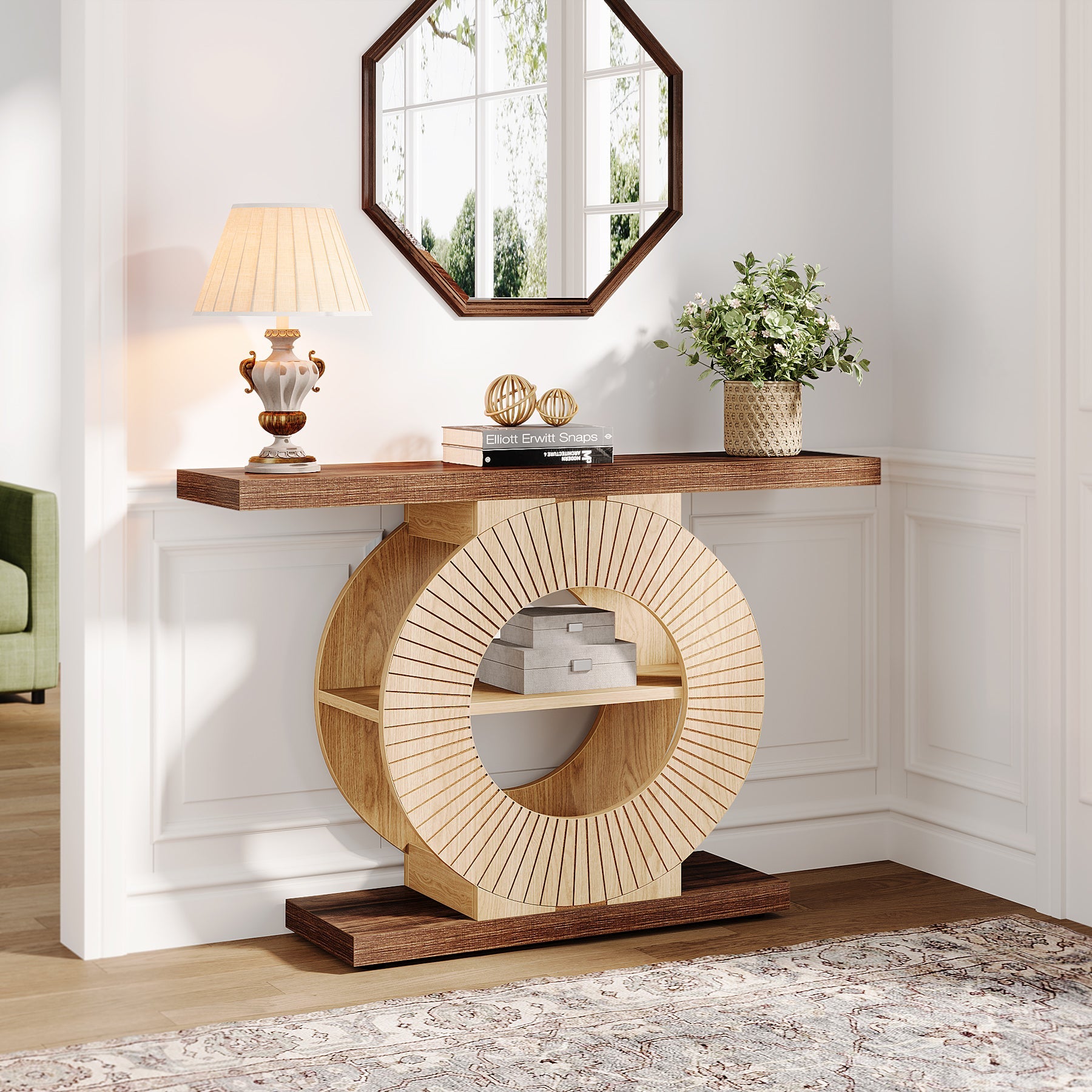 100cm Konsolentisch, eleganter Sofatisch, Flurtisch aus Holz